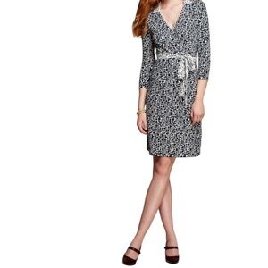 J. McLaughlin "Lila" Wrap Dress in Black/White Pop Arcadia Print M